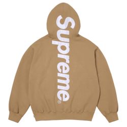 Supreme Satin Applique Hooded Sweatshirt - Light Tan - Size L