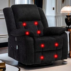 Korser Rocker Recliner Chair, Glider Recliner Chairs for Adults, 360° Swivel Recliner with Massage 