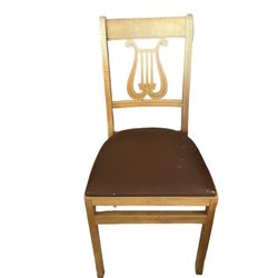 ANTIQUE STAKMORE ARISTOCRATS LYRE HARP BACK FOLDING CHAIR