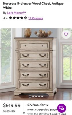 Lark Manor Norcross 6-Drawer Wood Chest Antique White