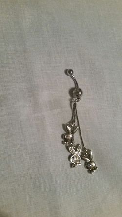 Playboy 3 dangling bunny heads belly ring