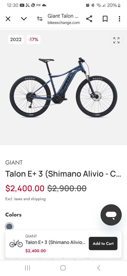 Giant Talon E3+ 29" Electric Mountain Bike (2022) With Charger -Excellent Condition!
