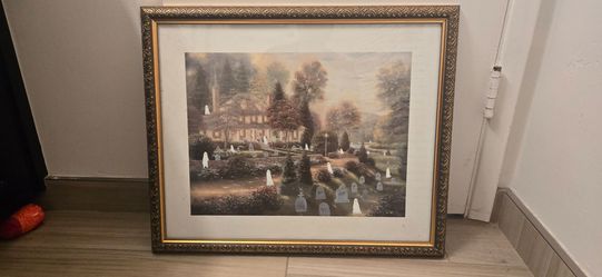 Framed Halloween Ghost Mansion Print
