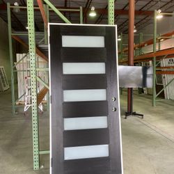 36” x 80” Premium Fiberglass Exterior Door – 5 Lite Modern Black Glass Door | $769.99