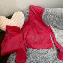 Size S Juicy Couture Velour Tracksuit Set Bling jacket and pants Pink party