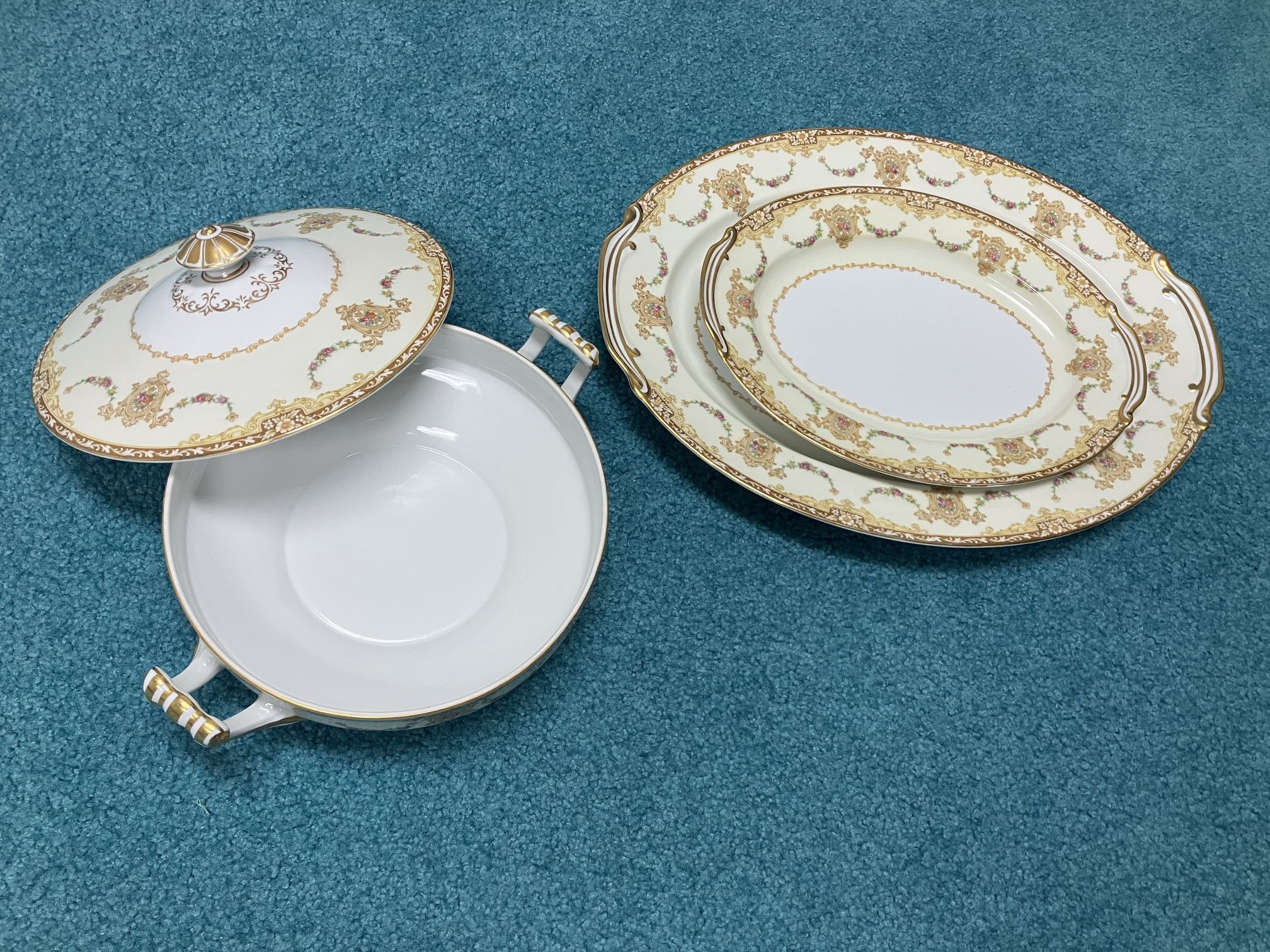 Antique Noritake China bowl, Lid and Platters, “ Occupied JAPAN “