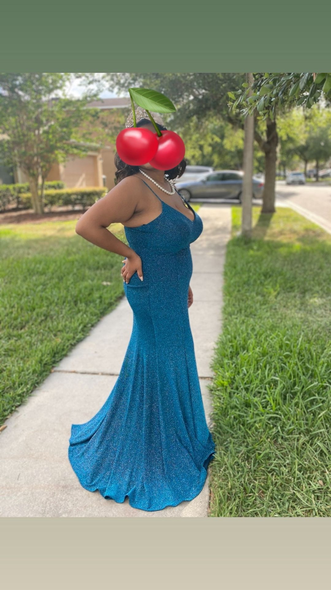 XL Emerald green sparkling formal gown