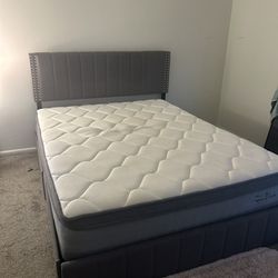 Queen Size Bed frame / And Mattress / With Storage Drawers