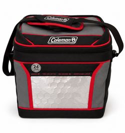 MUST GO - Coleman Soft-Sided Cooler 30-Can Black/Gray/Red Shoulder Strap