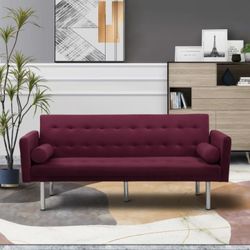 Square arm sleeper sofa Red Velvet