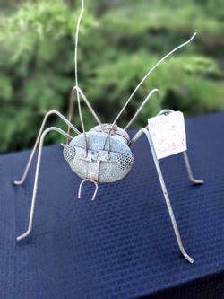 CUTE HANDMADE STONE AND METAL GARDEN BUG