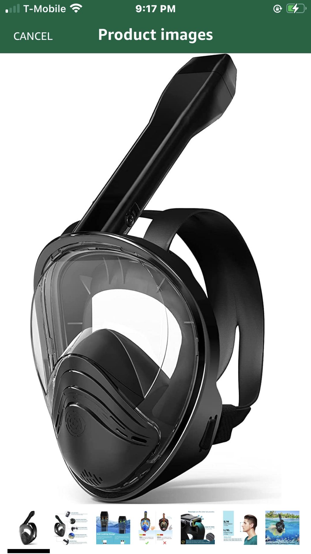 Full Face Snorkel Mask with Upgraded Breathing System, Foldable 180° Panoramic View Anti-Leak Anti-Fog Snorkeling Gear for Adults with Detacha