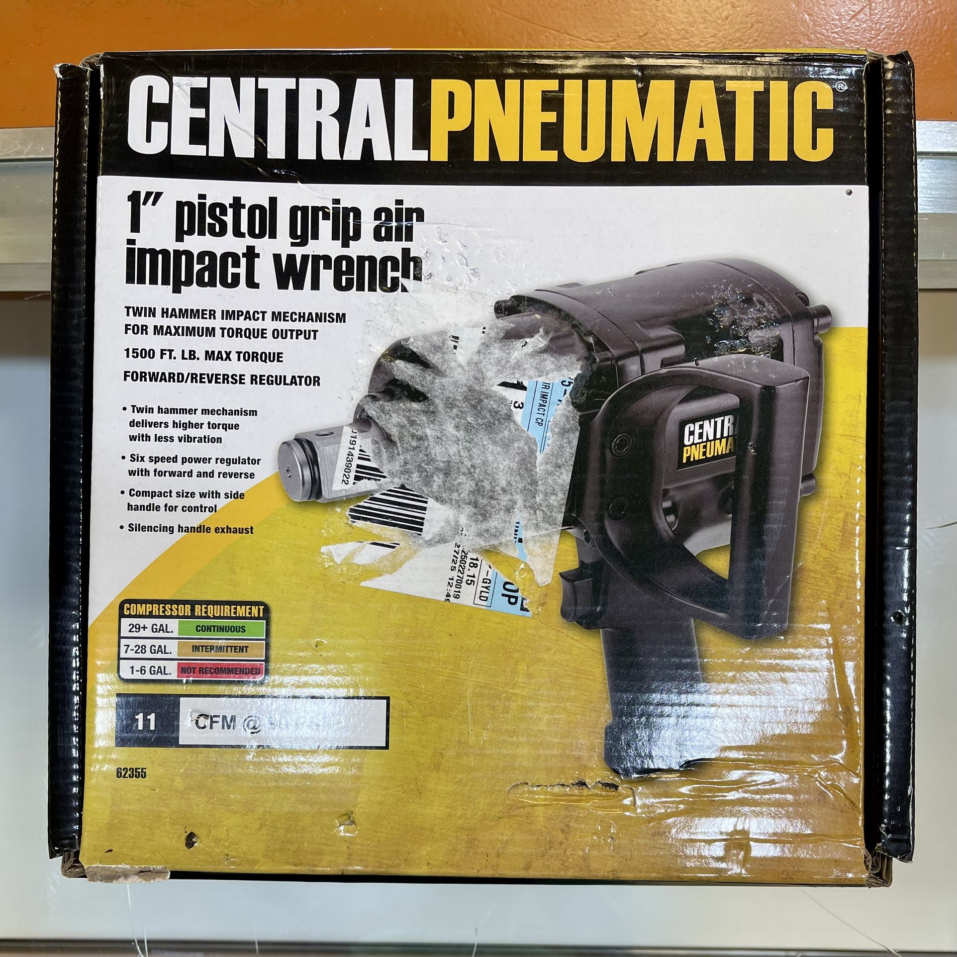 Central Pneumatic 1” Pistol Grip Impact Wrench 