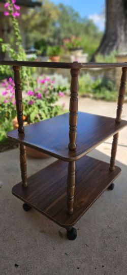 3 Tiered Wooden Spindle Utility Cart