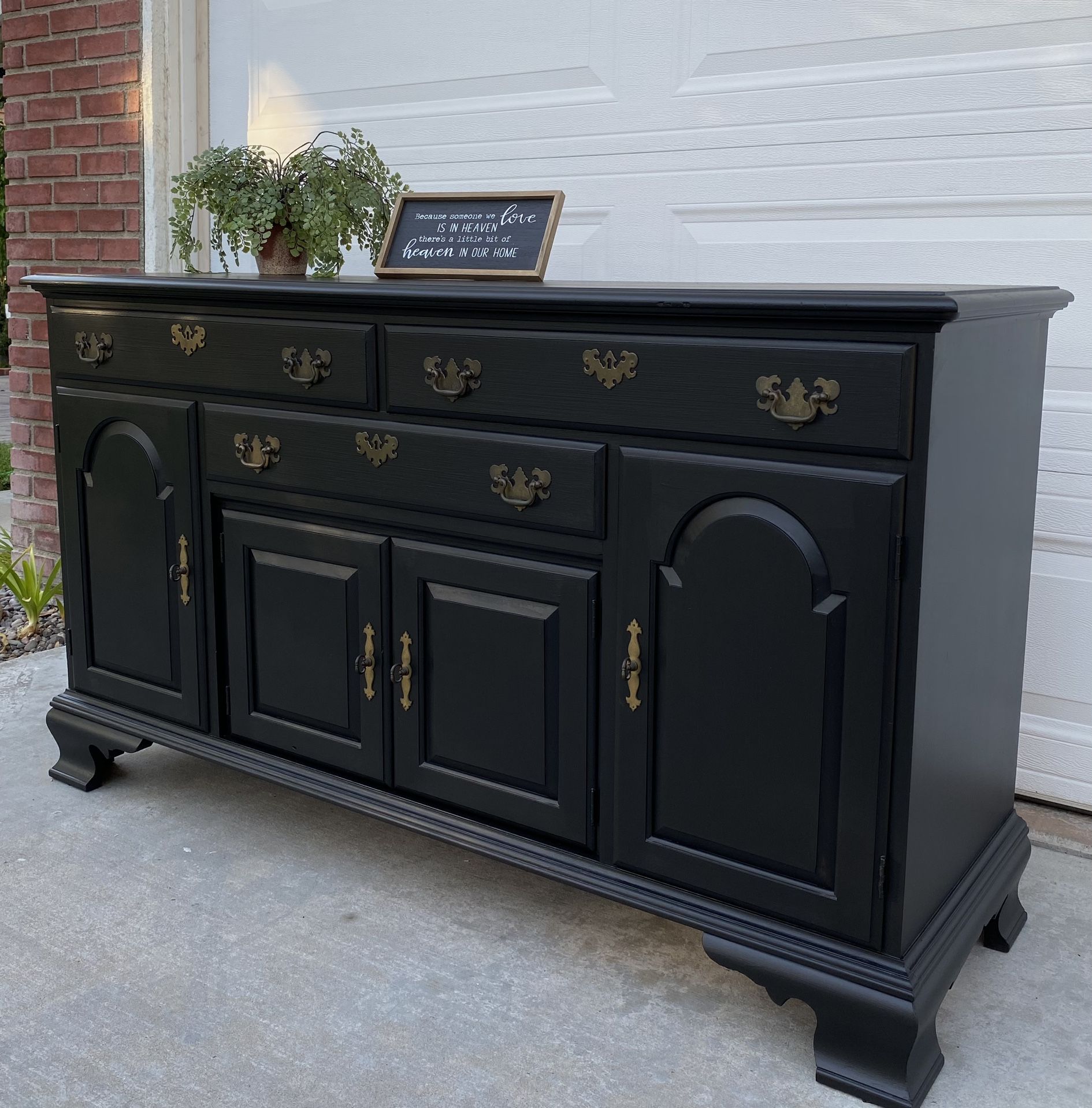 Gorgeous Black Large Solid Wood Buffet/Dresser/Multi-Use Storage Piece 