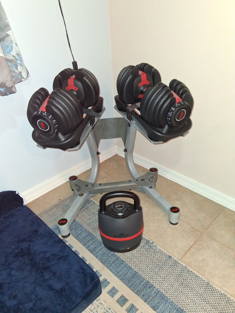 Bowflex 552 w Stand and Adjustable Kettle Ball
