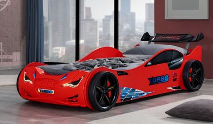Brand New Red Race Car Design Twin Bed Frame w Mattress
