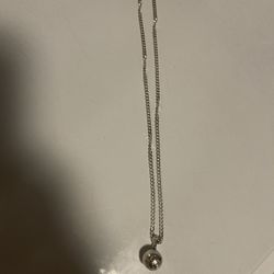 Real Silver Chain With Soccer Pendant