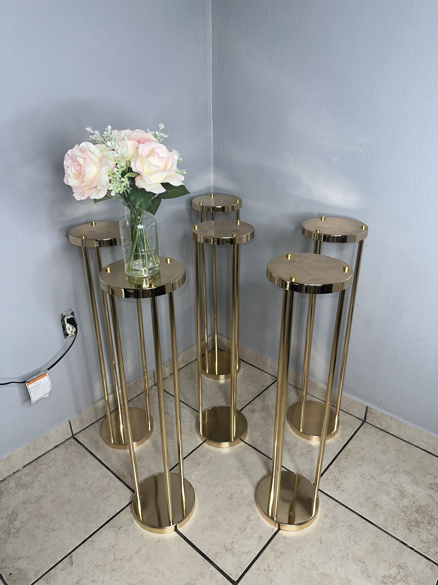 New 6 Pcs Gold Metal Flower Vase