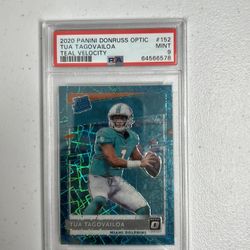 2020 Donruss Optic Tua Tagovailoa Rated Rookie RC Teal Velocity #152 PSA 9