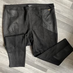 Marc New York Black Suede Snake Print Pull On Ponte Pants Plus 3X Andrew Marc
