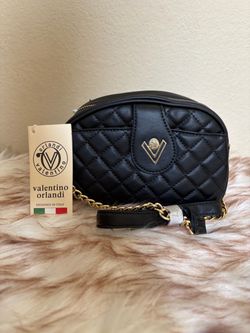 Valentino Orlandi Black Quilted Crossbody Bag