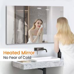 Space Heater for Bathroom Use 600W, Infrared Heating Mirror