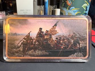 Washington Crosses the Delware 10oz .999 Fine Copper Bar in Capsule
