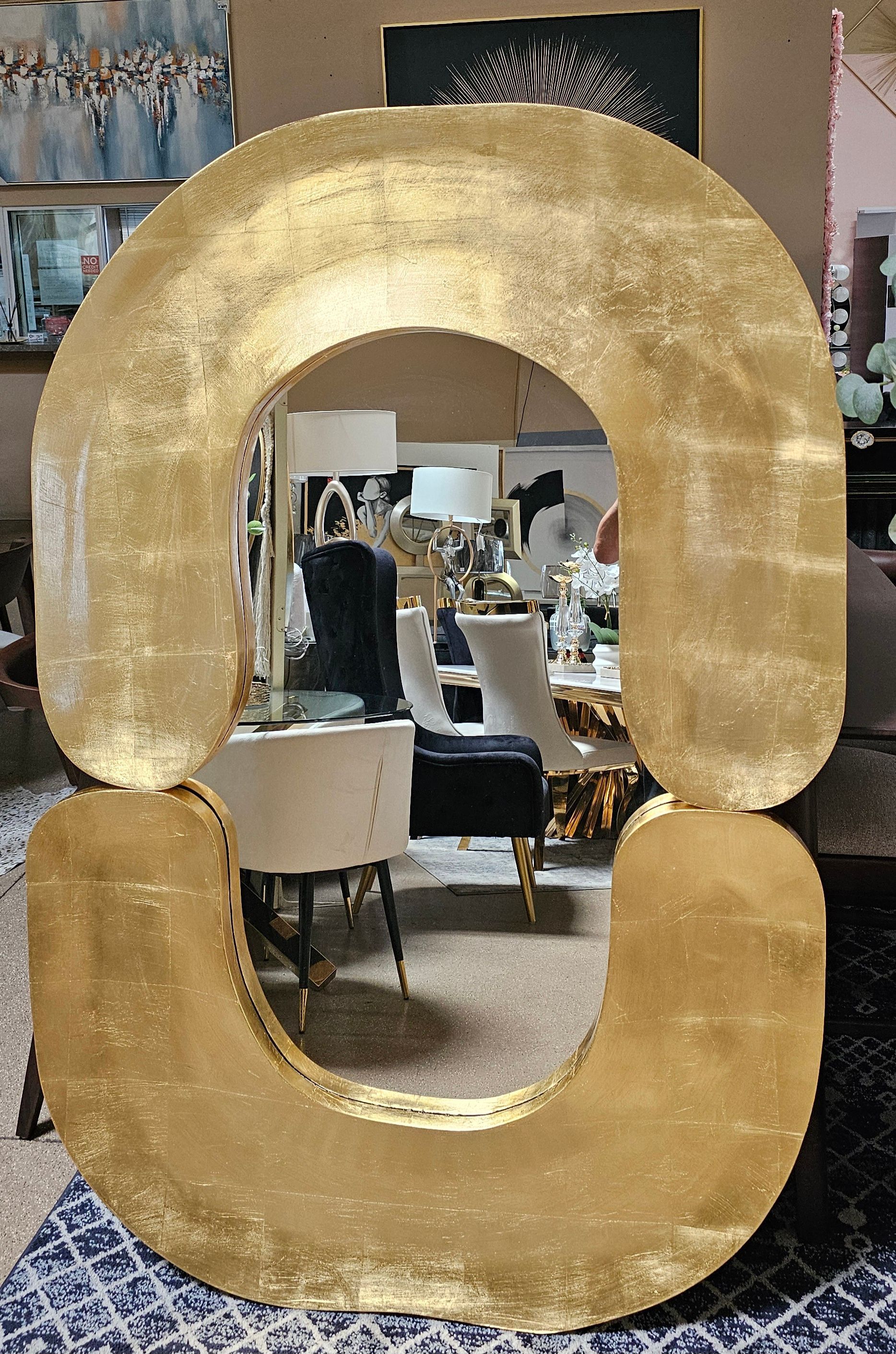 Hand-Embellished Gold Flake Mirror – Elegant & Unique Accent Piece