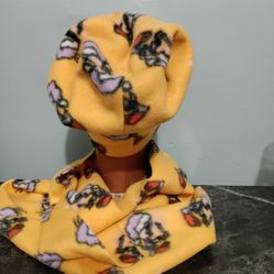 Kids Hat And Scarf Set In Pink Or Yellow 