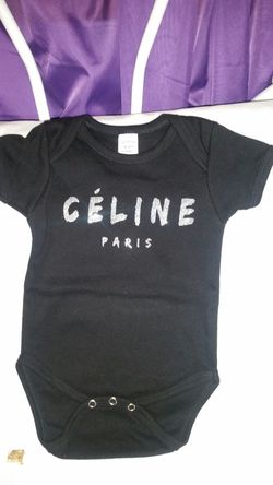 Celine black and silver baby onesie