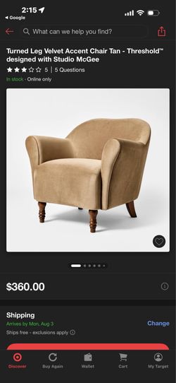 Turned Leg Velvet Accent Chair Tan