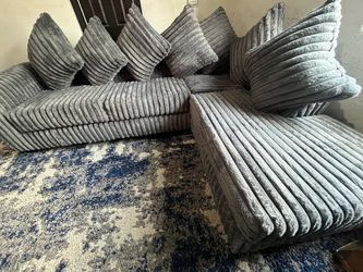 New Black/Blue/Grey/Brown/Ivory Corduroy Sectionals Available at Mattress Kings Outlet ⭐️ Finance with $0 down