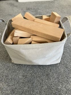 Wood Blocks Wooden Set Of 65 Pieces With Case