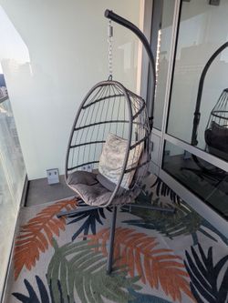 Boho-Chic Hanging Egg Chair with Stand