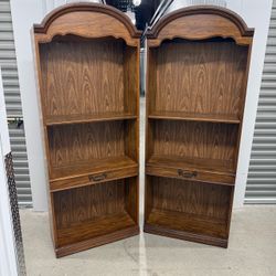Pair of Arched Wood Bookcases