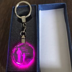 Light Up Etched Glass Dad Keychain 