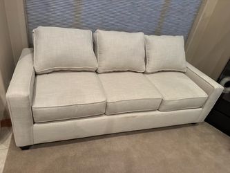 7.5 FT Cream Beige 3-Seater Sofa Couch 90” Modern Neutral Deep Cushion Living Room