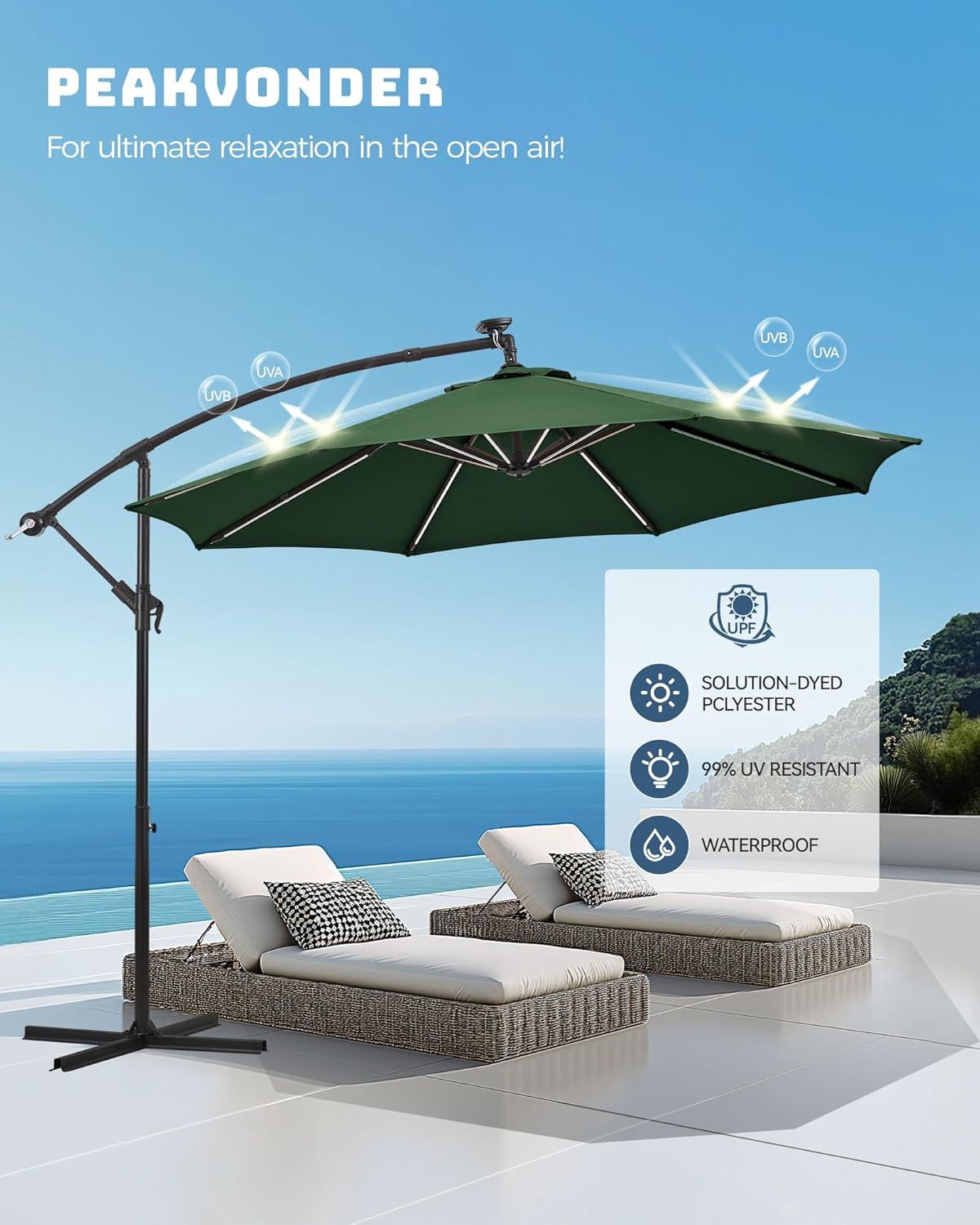 12 foot cantilever patio umbrella Best Choice Products 10x10ft 2-Tier Square Outdoor Solar LED Cantilever Patio Umbrella w/ Base Included