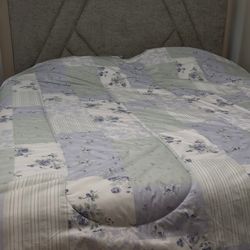 full bedroom set, california king bed, 2 night stands and a vanity.