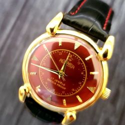 RARE Roamer Brevete Dauphine Swiss Mens Mechanical Watch RED Satin Dial Serviced
