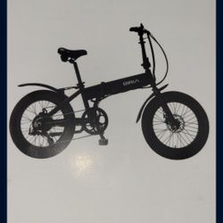 Biria E2 Electric Matt Black Folding Fat Tire Bike with fenders rack.