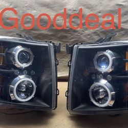Oh123 Fit 07-13 Chevrolet Silverado Halo Headlight Lamp Pair 