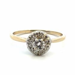 Woman’s Ladies 14k Yellow Gold Diamond .25 Carat Center Stone with Halo Ring Size 7.5 GP3131678