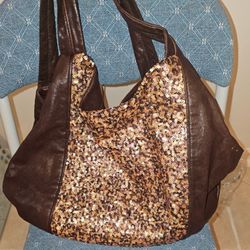 Banana Republic Large Brown Sequined Leather Bag