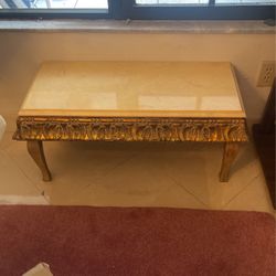 Antique Marble Top Gilded Console Table