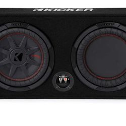 KICKER TRTP 10-inch (25cm) Thin Down Firing Subwoofer and Passive Radiator Enclosure, 2-Ohm, RoHS Compliant, Black