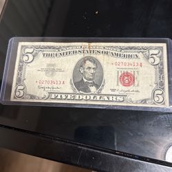 1963 $5 Dollar Red Seal Star Note
