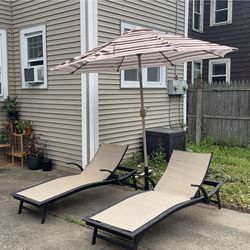 Tanning Chairs & Outdoor Umbrella