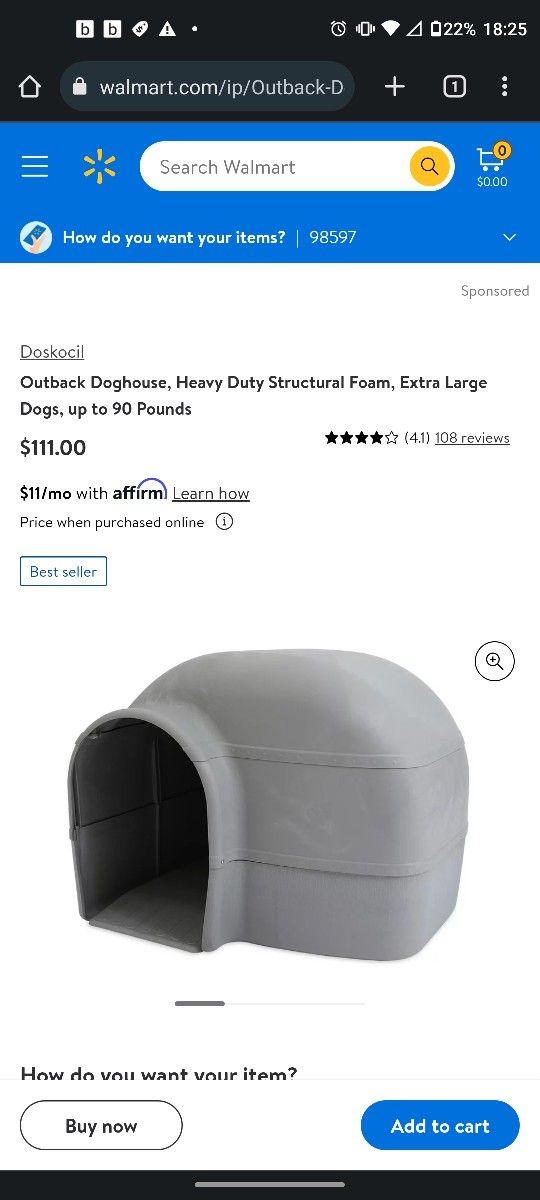 Outback Doghouse, Heavy Duty Structural Foam, Extra Large Dogs, up to 90 Pounds